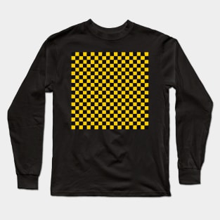 Wonky Checkerboard, Black and Yellow Long Sleeve T-Shirt